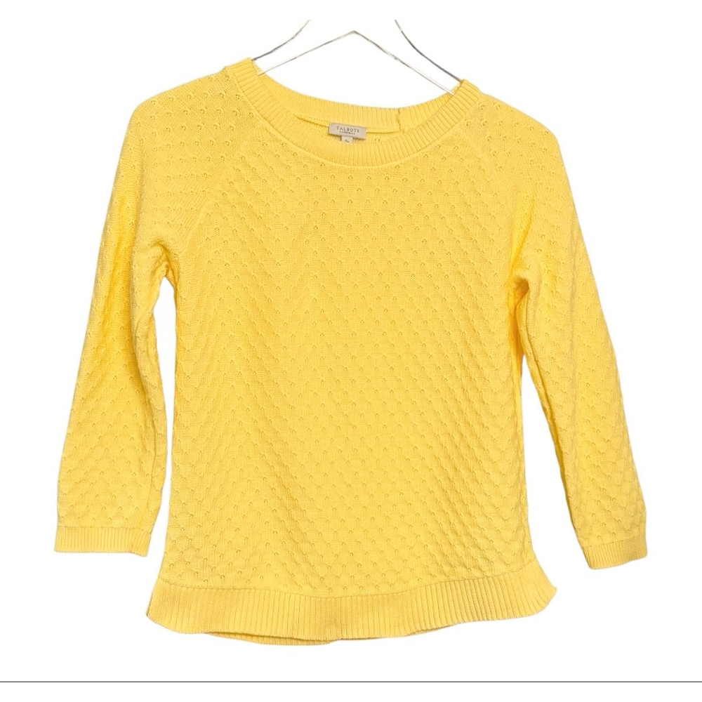 Talbots Yellow Petite Crew Neck Sweater SP - Picture 2 of 8